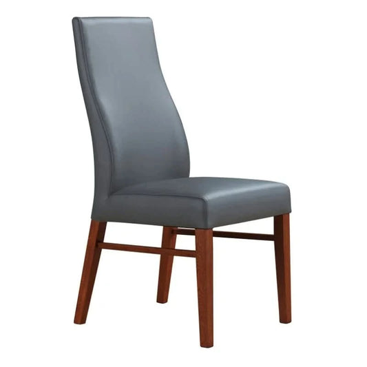 BOSTON TOP GRADE LEATHER DINING CHAIR GREY/BLACKWOOD LEGS