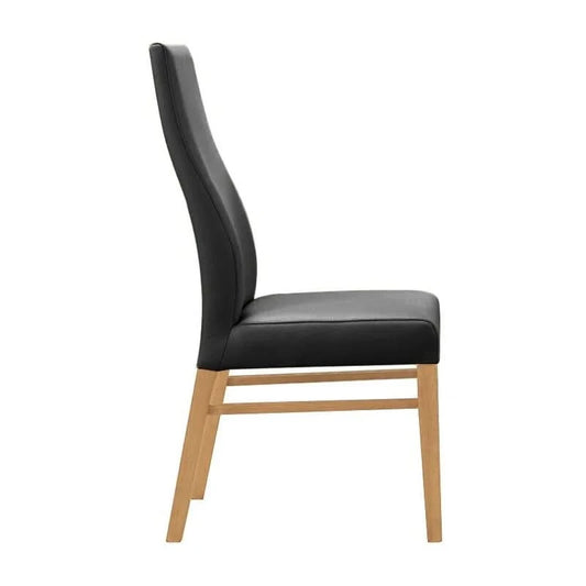 BOSTON TOP GRADE LEATHER DINING CHAIR BLACK/WHEAT LEGS