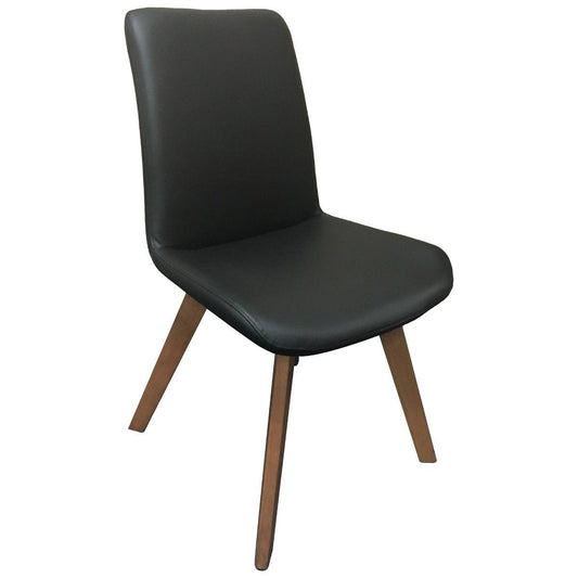 MILA TOP GRAIN LEATHER SWIVEL DINING CHAIR IN BLACK - MyChocolateWood