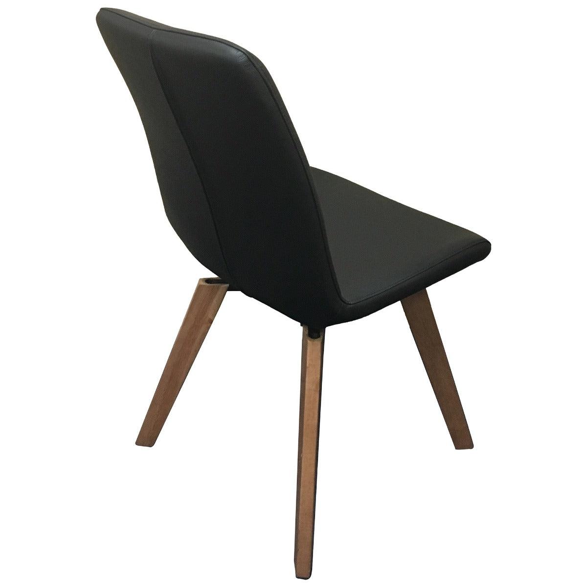 MILA TOP GRAIN LEATHER SWIVEL DINING CHAIR IN BLACK