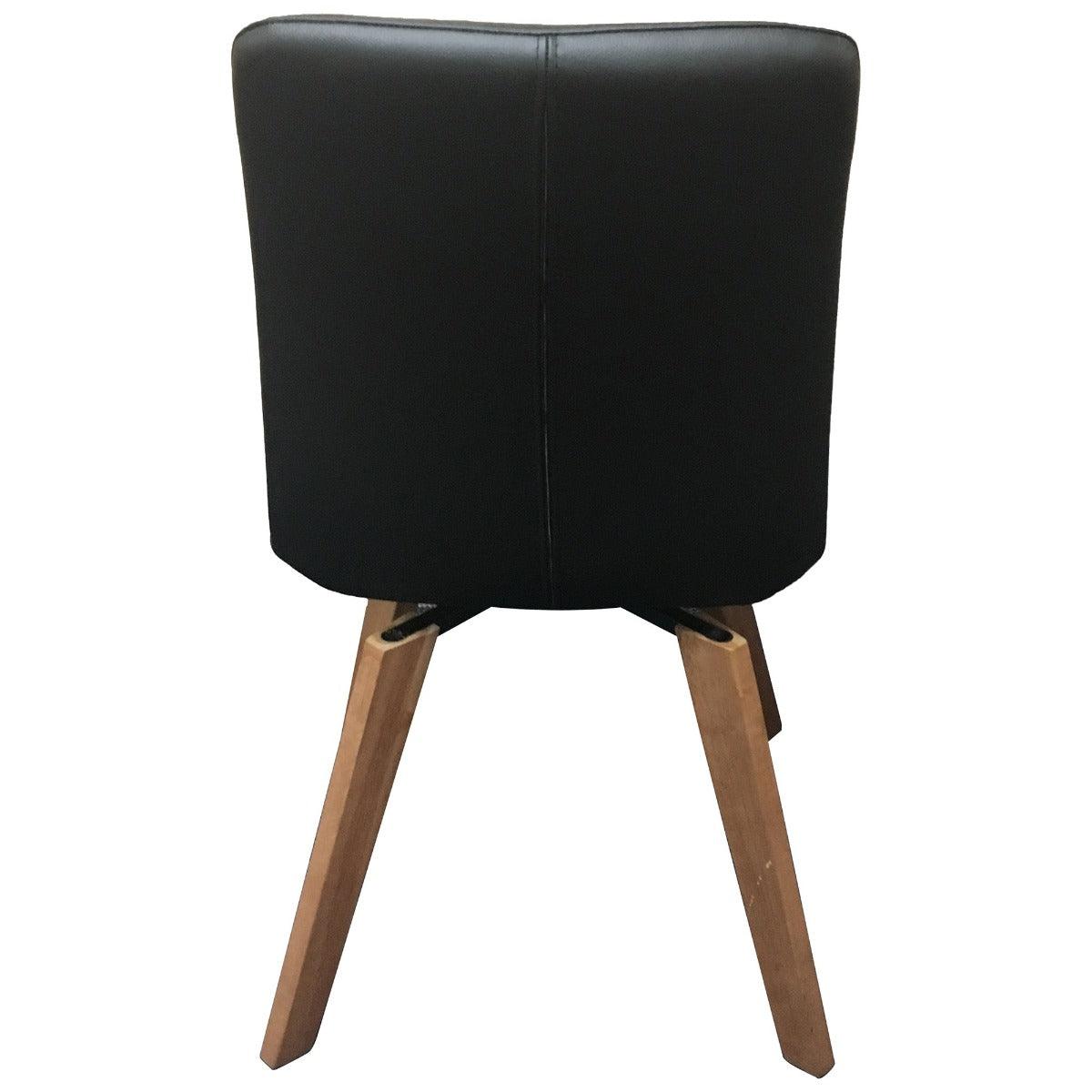 MILA TOP GRAIN LEATHER SWIVEL DINING CHAIR IN BLACK