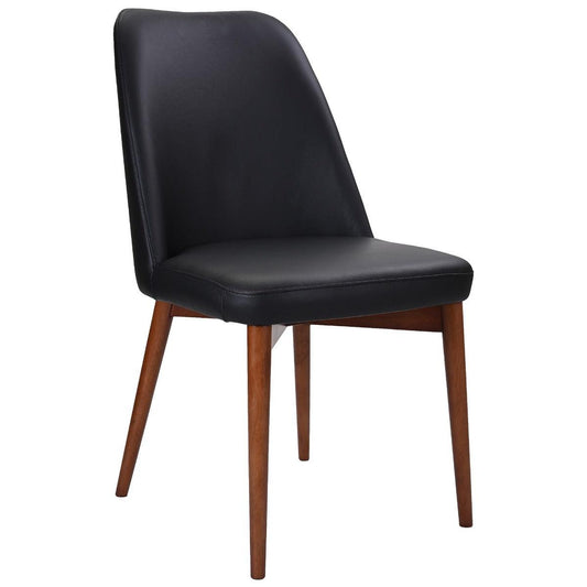GLADIS TOP GRAIN LEATHER DINING CHAIR IN BLACK/BLACKWOOD - MyChocolateWood