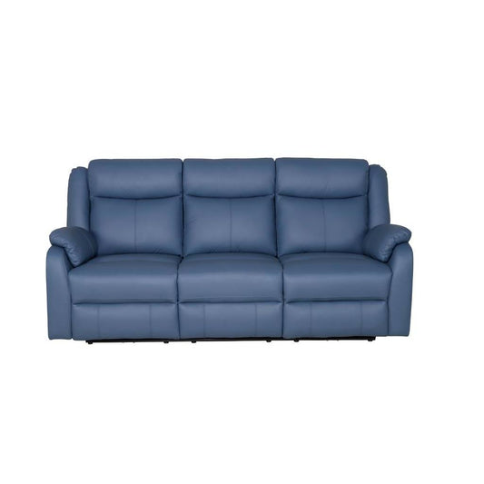 BARRON GENUINE MURANO LEATHER 3-SEATER  RECLINER SOFA W/USB PORT  MARINE BLUE