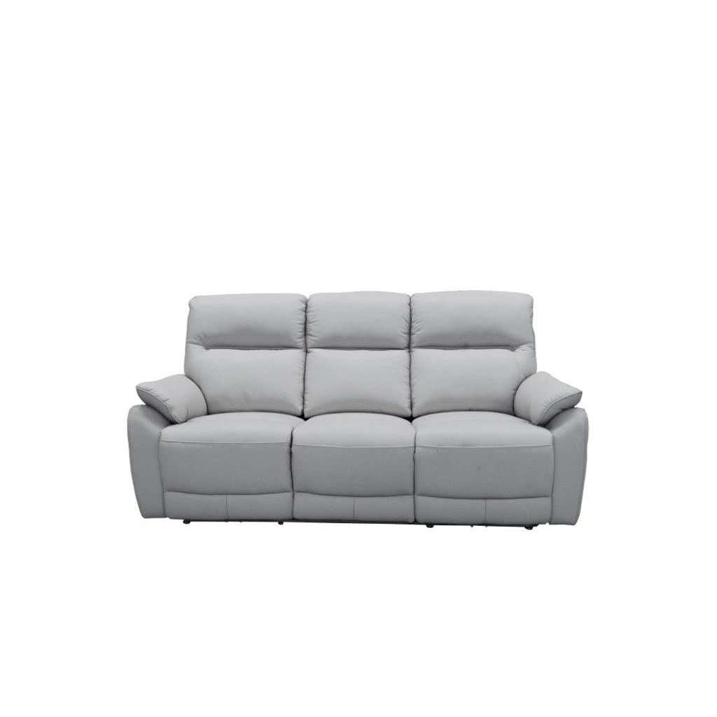 PERSI GENUINE LEATHER 3 SEATER SOFA WITH 2 POWER RECLINERS SILVER - MyChocolateWood