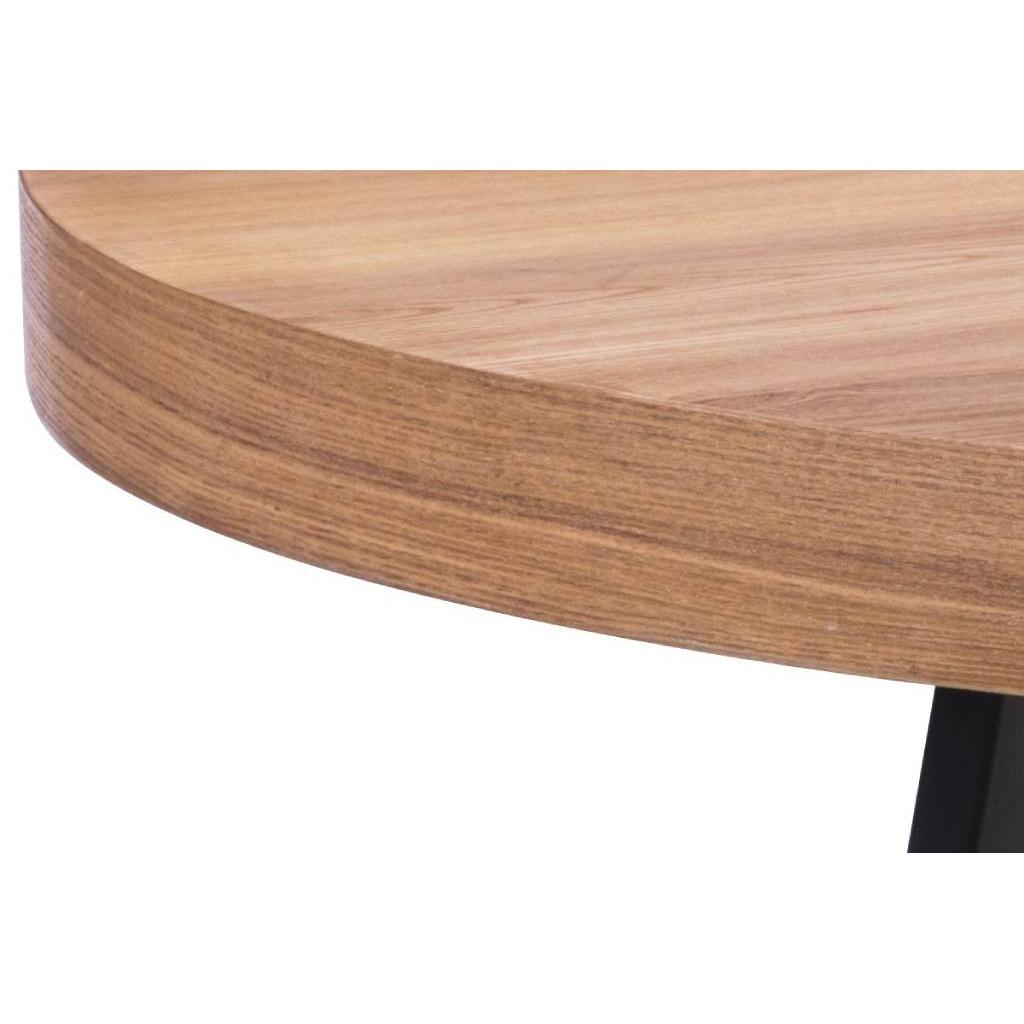 MAYZI ELM VENEER ROUND DINING TABLE NATURAL/BLACK LEGS - MyChocolateWood