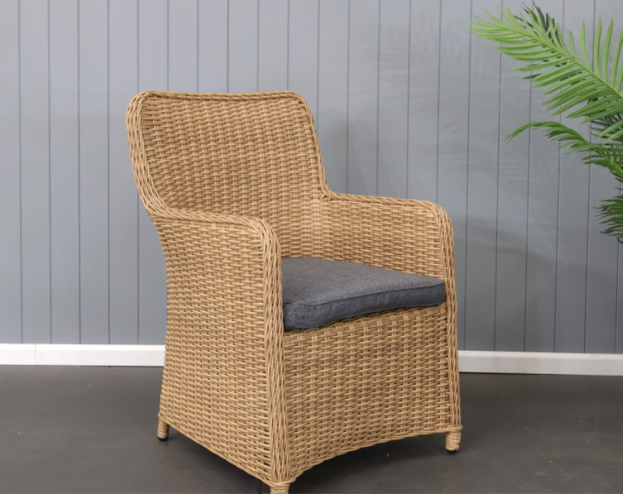 CAPELL 2400 9-PIECE OUTDOOR DINING SUITE WICKER ON ALUMINIUM FRAME TEAK LOOK CHARCOAL
