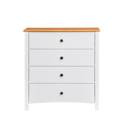ASTLEY HAMPTONS LOOK 4-DRAWER TALLBOY 4-DRAWER CHEST OF DRAWERS WHITE /MID BROWN
