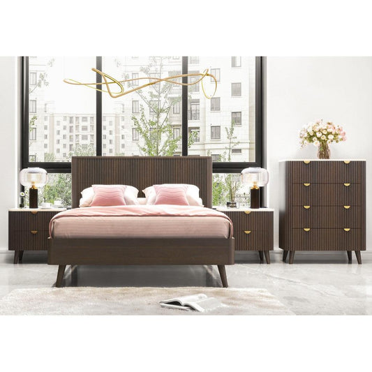 SEVERIN 4 PIECE SOLID & VENEER MALAYSIAN HARDWOOD BEDROOM SUITE  WALNUT