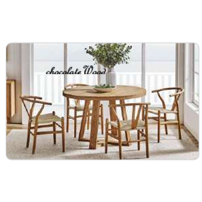 STROUD ELM VENEER TIMBER/MDF 5 PIECE DINING SET: 1 ROUND DINING TABLE 120CM & 4 STROUD DINING CHAIRS NATURAL