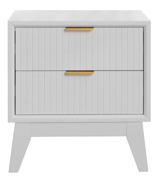 2 X ELIJAH ACACIA WOOD BEDSIDE TABLES 2 DRAWERS IN WHITE