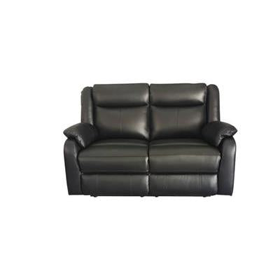 BARRON GENUINE MURANO LEATHER 2-SEATER  RECLINER SOFA W/USB PORT BLACK