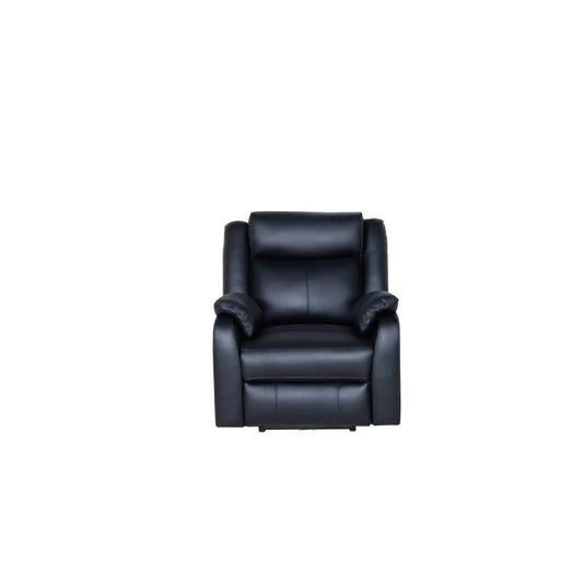 BARRON GENUINE MURANO LEATHER 1-SEATER  SINGLE RECLINER ARMCHAIR W/USB PORT BLACK