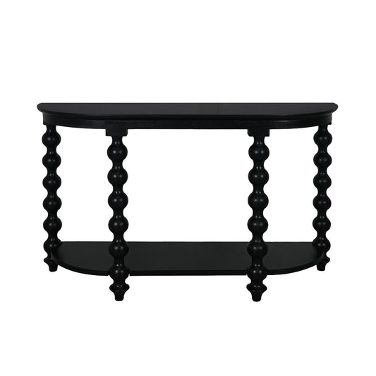 CAROLYN MINDI WOOD CONSOLE TABLE IN SOLID BLACK
