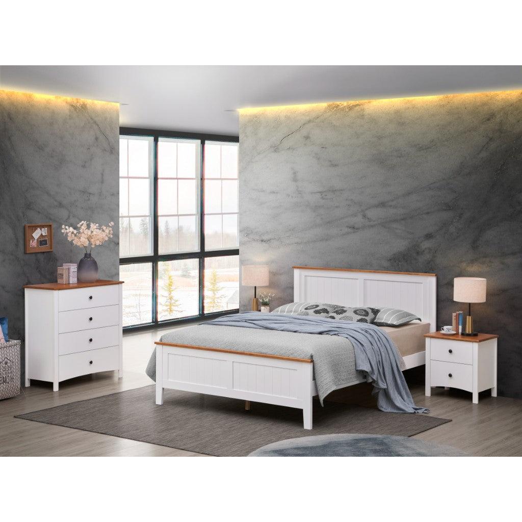 ASTLEY HAMPTONS LOOK QUEEN BED WHITE/MID BROWN