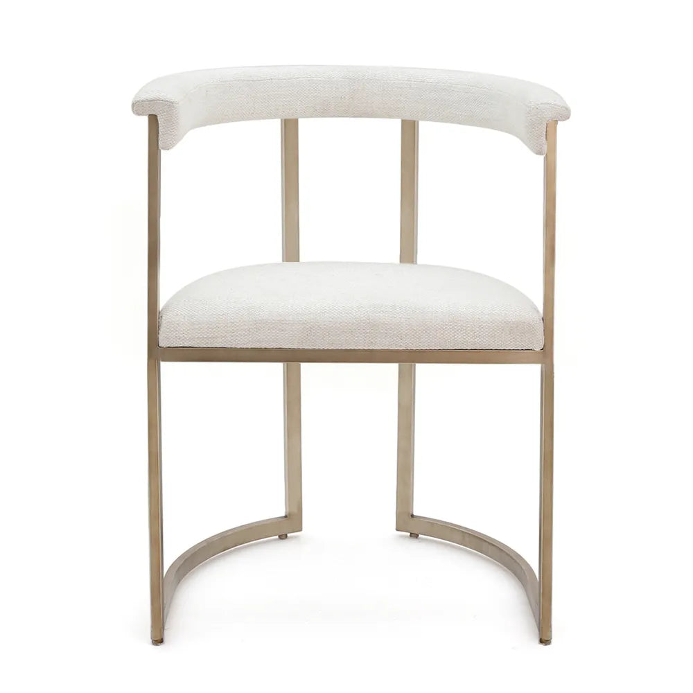 GERARD UPHOLSTERED ARMS BRASS FRAME/NATURAL LINEN DINING CHAIR