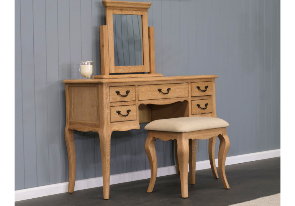 FAIRFAX SOLID RUSTIC OAK DRESSING TABLE & MIRROR NATURAL
