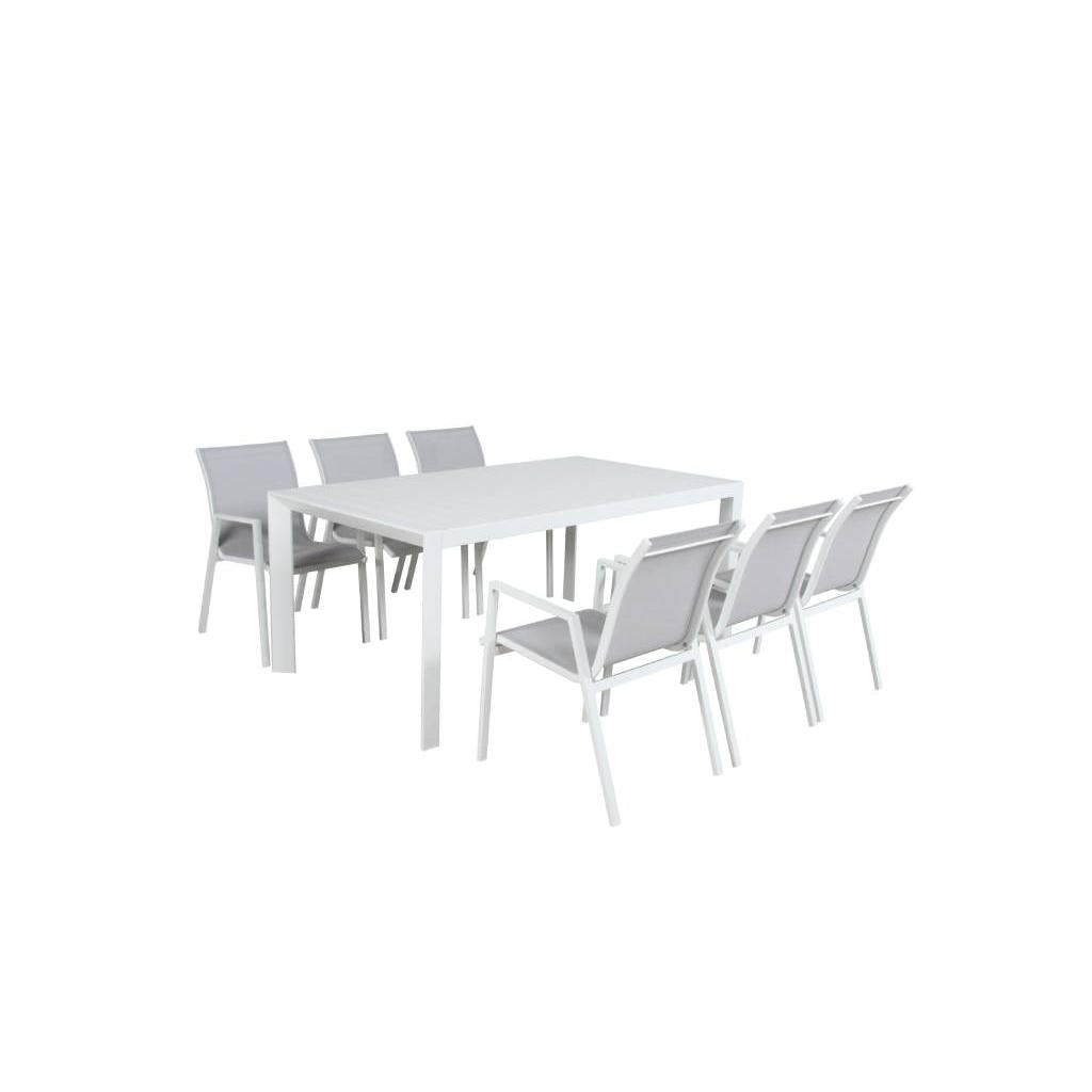 ELPHIN 7 PIECE OUTDOOR DINING SET WHITE