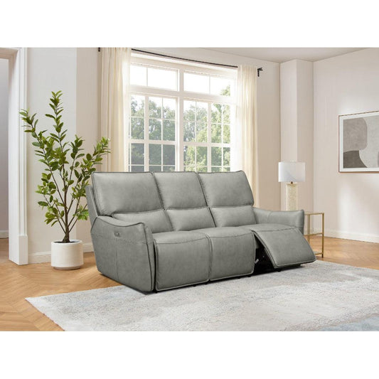 CARRERA LEATHER 3-SEATER DUAL MOTOR ELECTRIC RECLINER  SOFA GREY