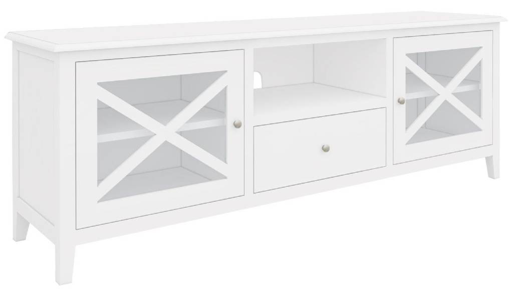 LUGANO HAMPTONS STYLE ACACIA LARGE TV UNIT 2 DOORS /1 DRAWER WHITE 210CM