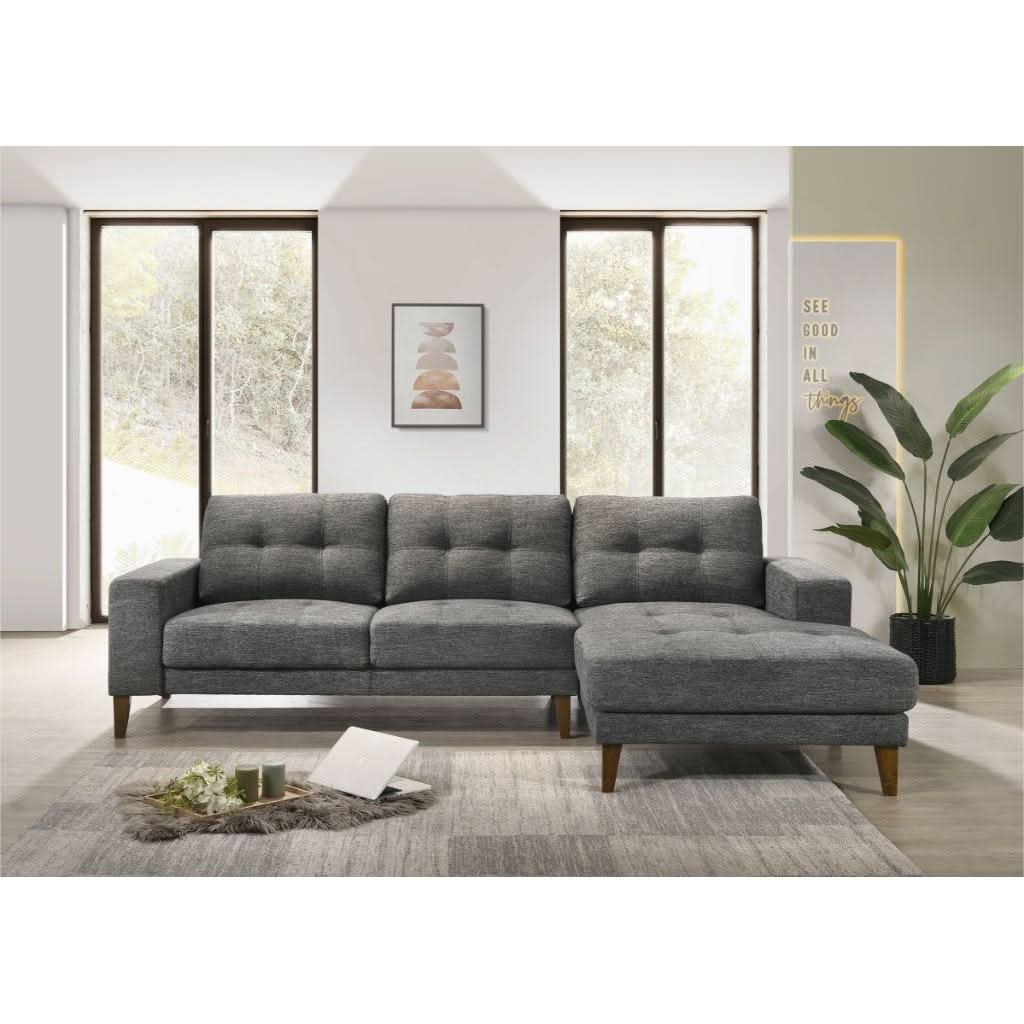LIZ LICORICE FABRIC 2-SEATER W/RHF CHAISE MID-CENTURY