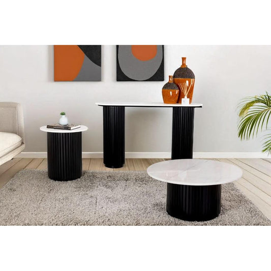LUZON MARBLE CONSOLE TABLE/HALL TABLE BLACK/WHITE