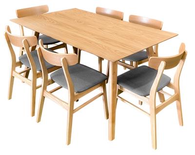 MORELL MDF/OAK VENEER RECTANGULAR 7 PIECE DINING SET 150CM