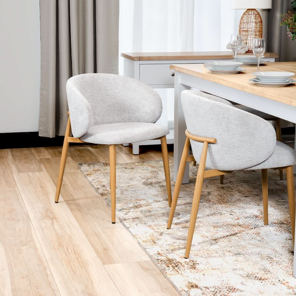 YODAH HAMPTON FABRIC DINING CHAIR TAUPE/OAK