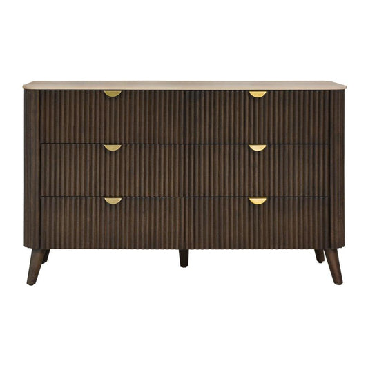 SEVERIN SOLID & VENEER MALAYSIAN HARDWOOD 6 DRAWER DRESSER/ 6 DRAWER CHEST OF DRAWERS WALNUT