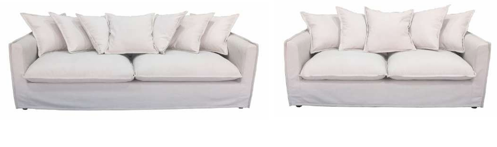 SALIS 3-SEATER SOFA FABRIC WITH 7 CUSHIONS IN STONE COLOUR