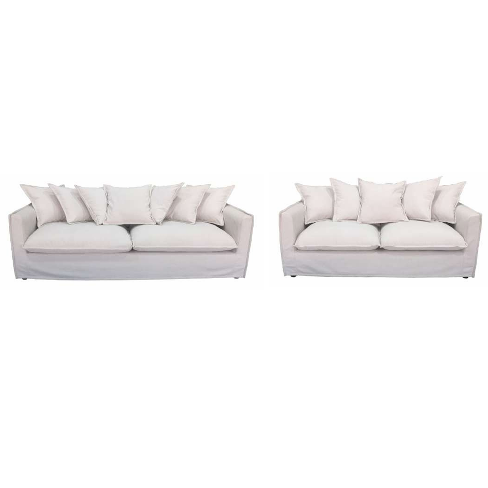 SALIS 3-SEATER SOFA FABRIC WITH 7 CUSHIONS IN STONE COLOUR