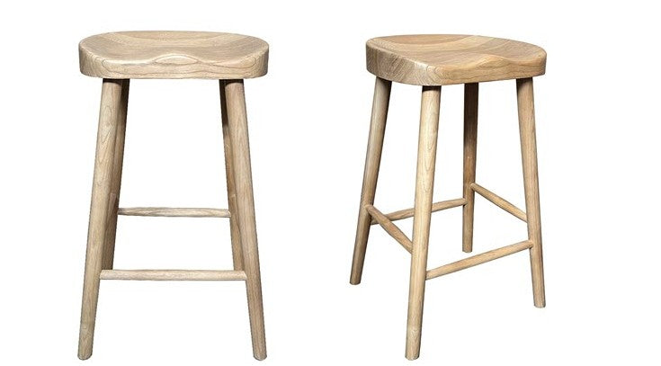 GILLI SOLID ASHWOOD TRACTOR STOOL NATURAL 40X32X66CM