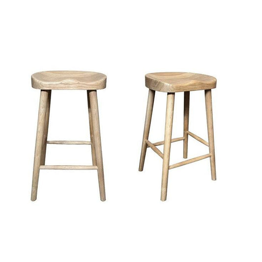 GILLI  SOLID ASHWOOD TRACTOR STOOL  NATURAL  40X32X66CM