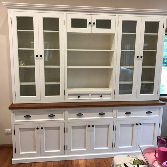 FRAZER WHITE PAINTED WALL UNIT BOOKCASE BOOKSHELF BUFFET HUTCH SIDEBOARD - MyChocolateWood