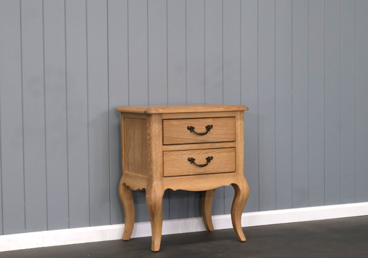 FAIRFAX SOLID RUSTIC OAK 2-DRAWER BEDSIDE TABLE NATURAL