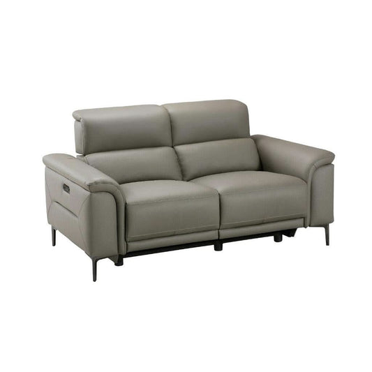 TARQUIN GREY LEATHER 2-SEATER DUAL MOTOR ELECTRIC RECLINER SOFA W/POWERED HEADREST
