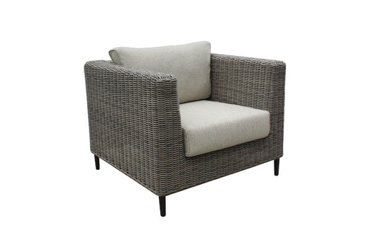 HAYLEY ARMCHAIR GREY WICKER & LIGHT GREY FABRIC