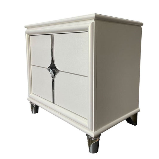 FLORIS SOLID RUBBERWOOD BEDSIDE TABLE 2 DRAWERS IN GOLD