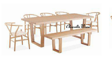 STROUD ELM VENEER TIMBER/MDF 7 PIECE DINING SET: 1 TABLE 240CM, 5 STROUD DINING CHAIRS & 1X190CM BENCH