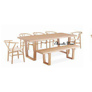 STROUD ELM VENEER TIMBER/MDF 7 PIECE DINING SET: 1 TABLE 240CM, 5 STROUD DINING CHAIRS & 1X190CM BENCH