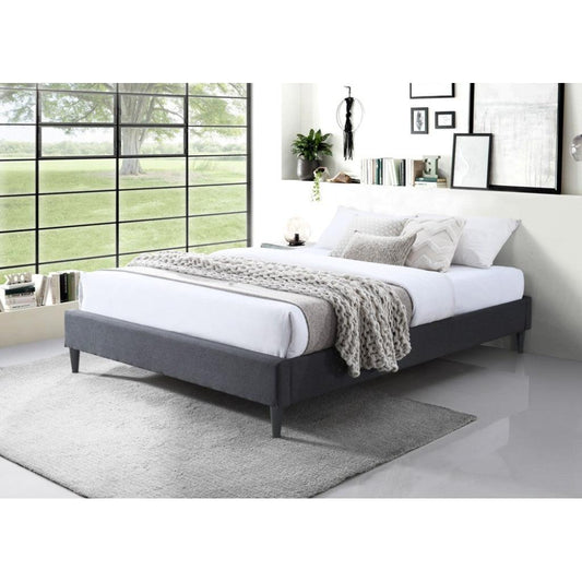 SASHA FABRIC QUEEN BED BASE IN MID GREY