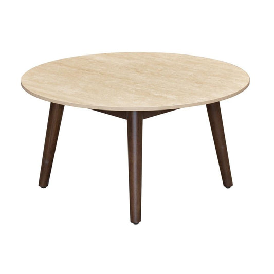 SEVERIN SOLID & VENEER MALAYSIAN HARDWOOD ROUND COFFEE TABLE  WALNUT DIA.80CM