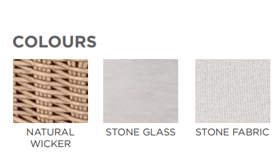 NOLA OUTDOORS 6PC CORNER WICKER SOFA SET- NATURAL/STONE