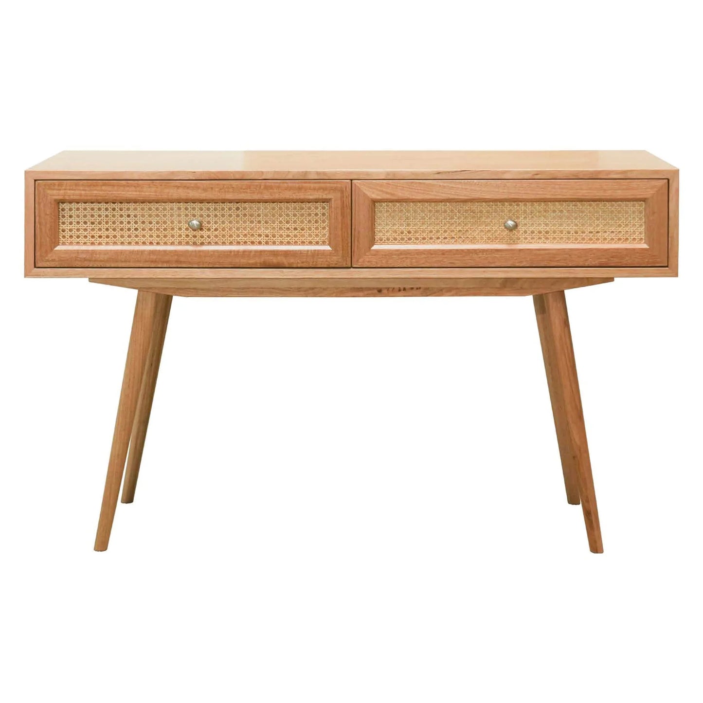 HADLEIGH OAK & RATTAN 2-DRAWER HALL TABLE CONSOLE NATURAL