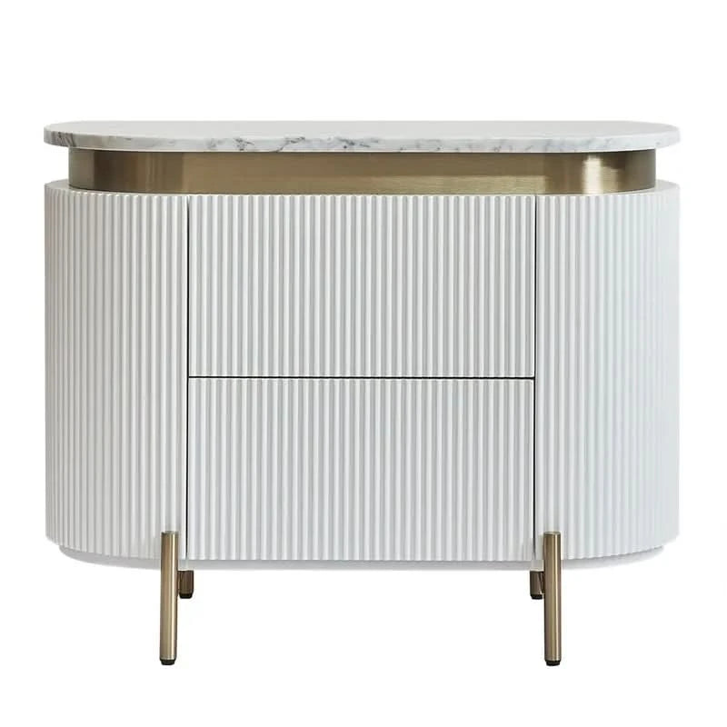 DENEUVE BEDSIDE TABLE WHITE WITH CARRARA MARBLE TOP