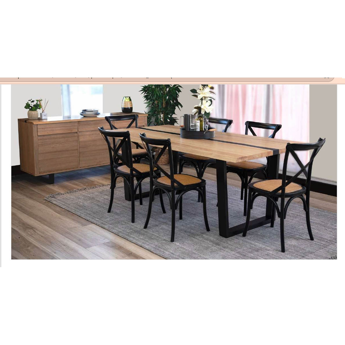 AXWYN SOLID RUBBERWOOD DINING TABLE NATURAL/BLACK 200CM - MyChocolateWood