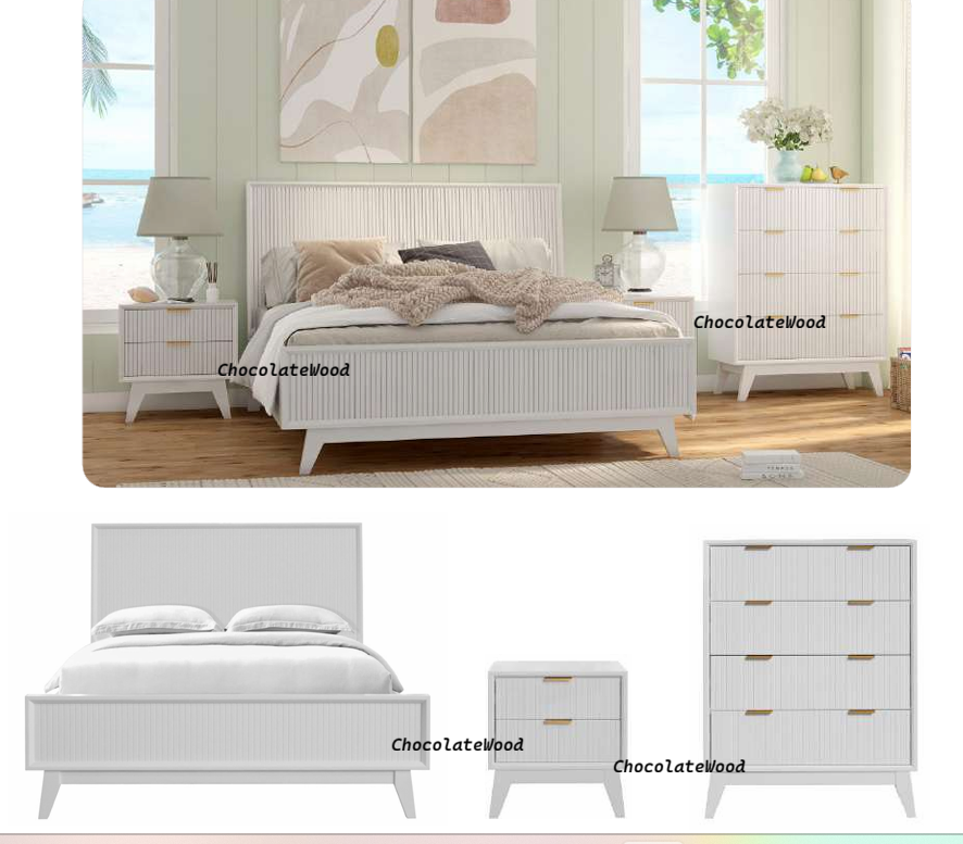 ELIJAH ACACIA WOOD KING BED IN WHITE