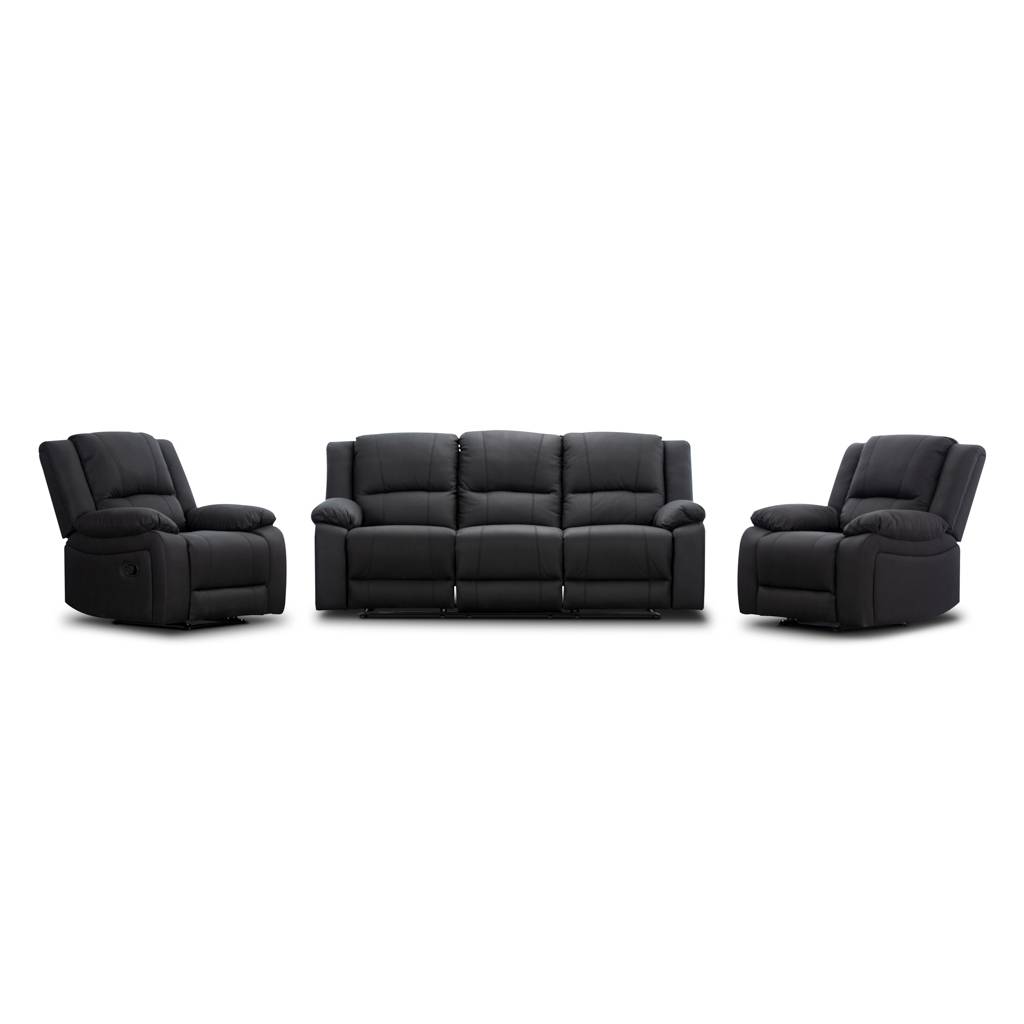 DORVAL 3-SEATER + 2 SINGLE RECLINERS SUITE LATTE - MyChocolateWood