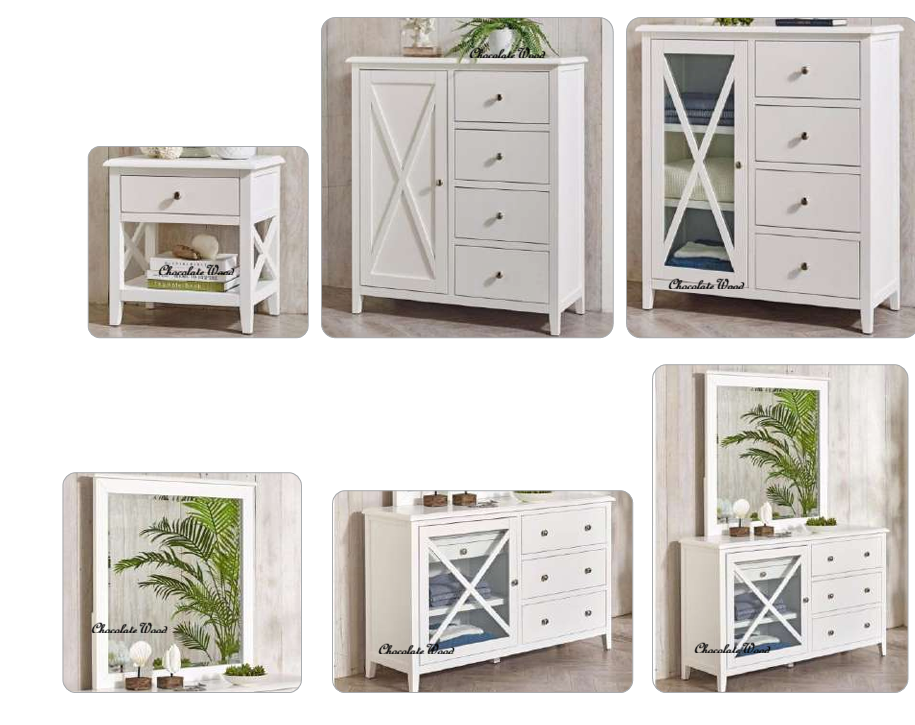 LUGANO HAMPTONS STYLE ACACIA QUEEN BED WHITE