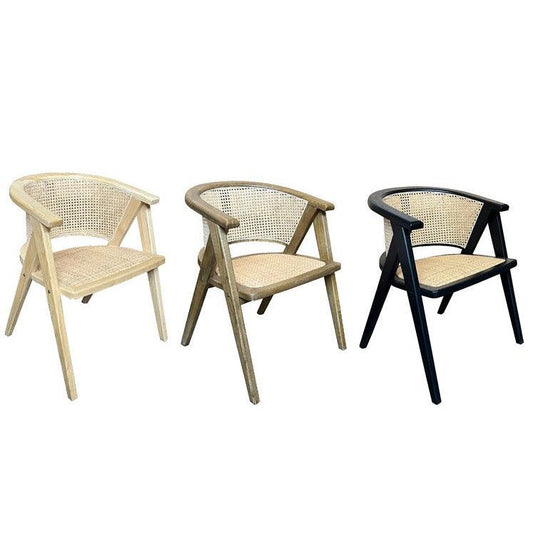 RAVELLA SOLID ELMWOOD/RATTAN CHAIR KITCHEN CHAIR DINING CHAIR ACCENT CHAIR BLACK