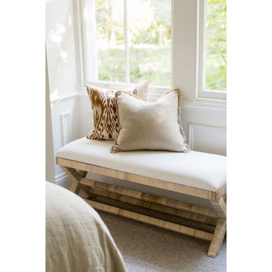 CROZAT MAHOGANY/RATTAN BENCH NATURAL MEDIUM